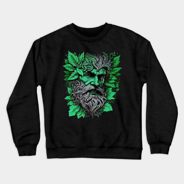 Jack Of The Wood Traditional Pagan Celtic Greenman Crewneck Sweatshirt by ShirtFace